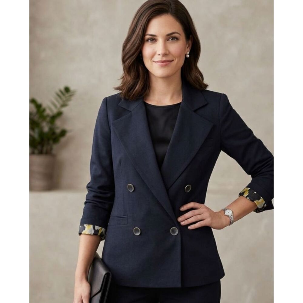 CAbi Luxe Tux Black Lined Double Breasted Blazer Size 0 Style #987